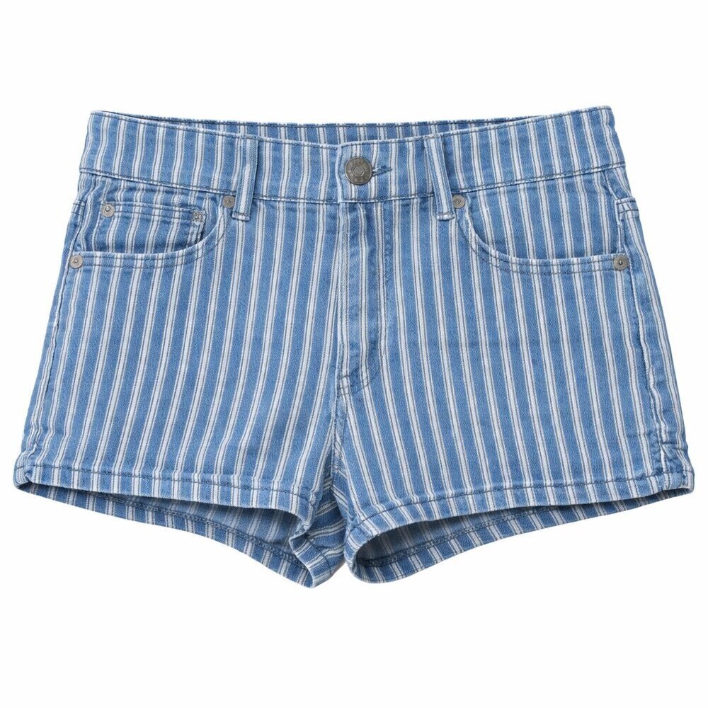 AMERICAN EAGLE Stretch Hi-Rise Shortie Railroad Hickory Stripe Shorts Size 8